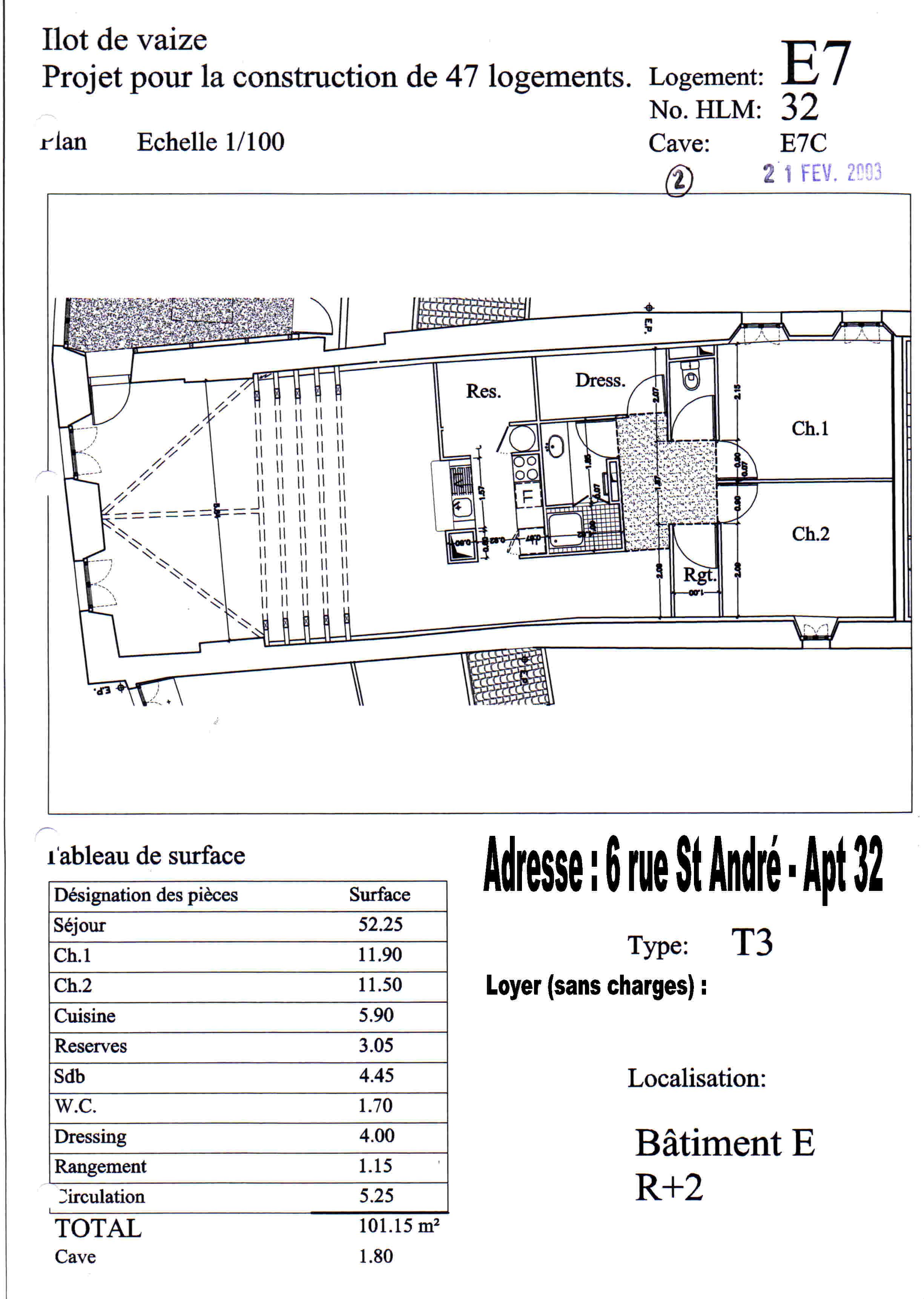 Appartement T3 101 m²