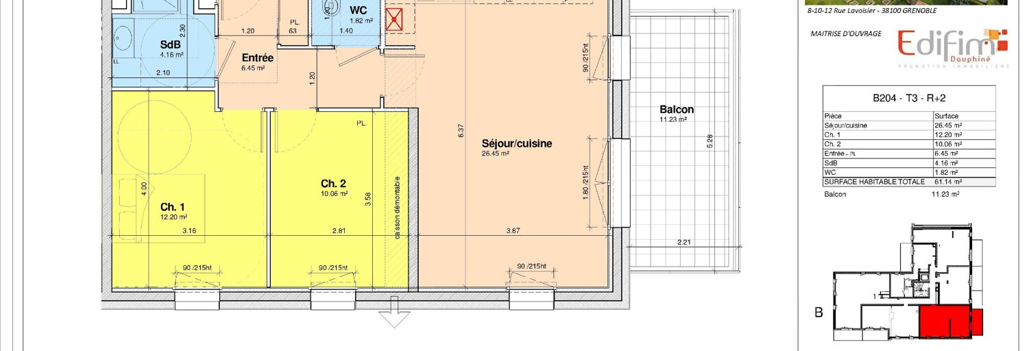 Appartement 3 Pièces 61 m² à vendre à Grenoble (38000)