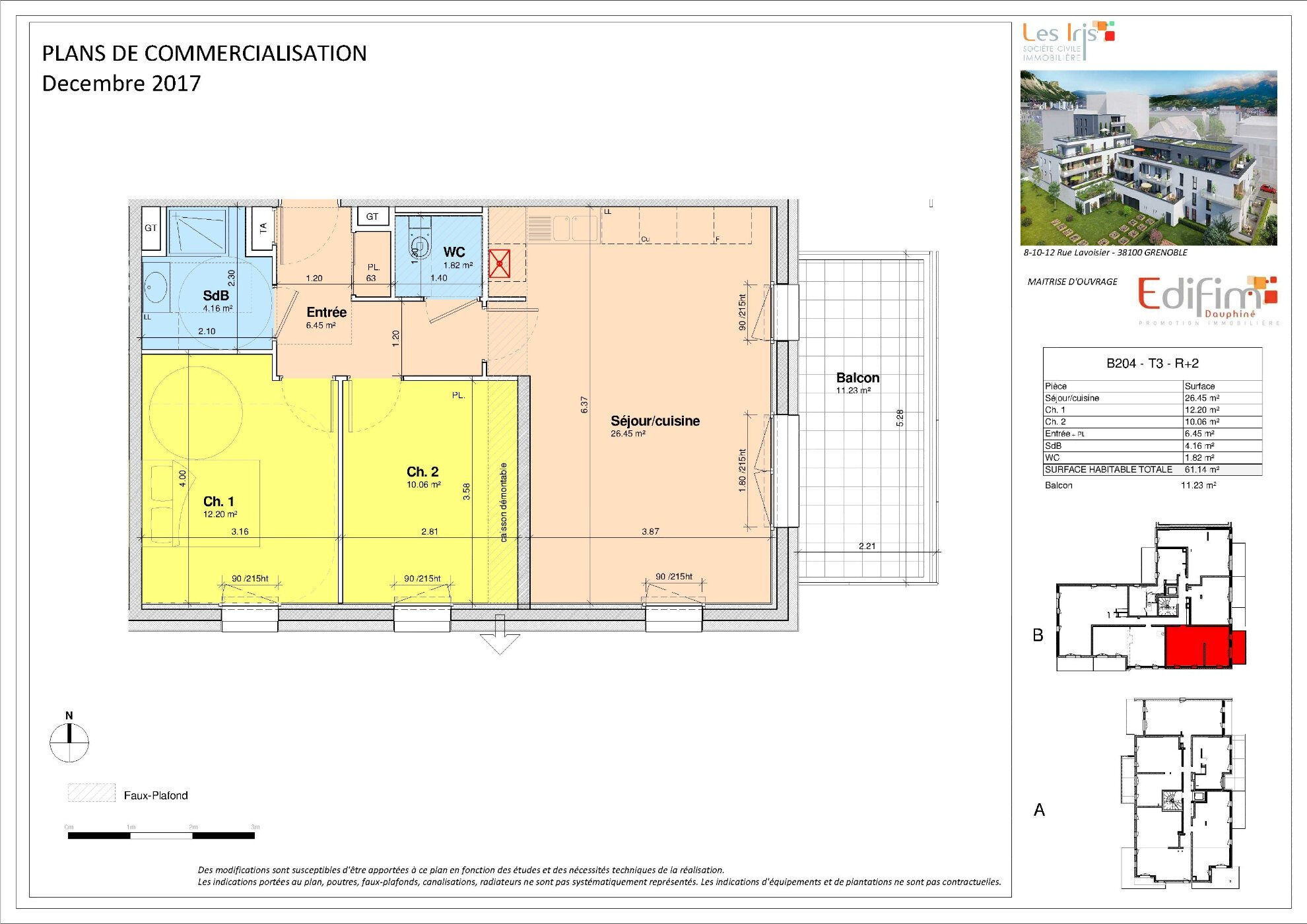 Appartement  T3 à vendre Grenoble 38000