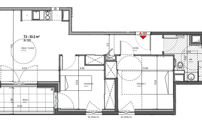 Appartement T3 de 53 m² — photo 4