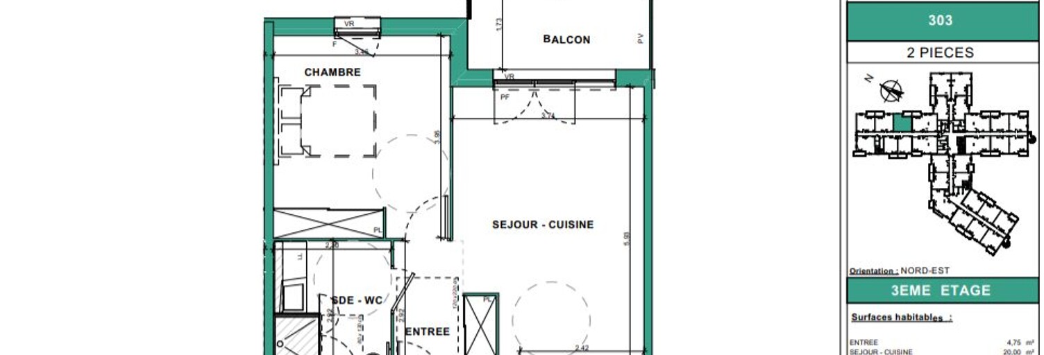 Appartement 2 Pièces 44 m² à vendre à Bourg-en-Bresse (01000)