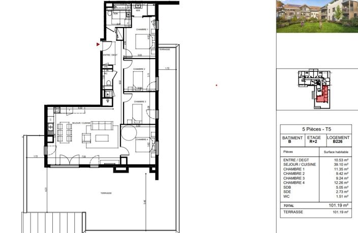 Appartement T5 de 101m² avec une grande terrasse de 101m² — photo 5