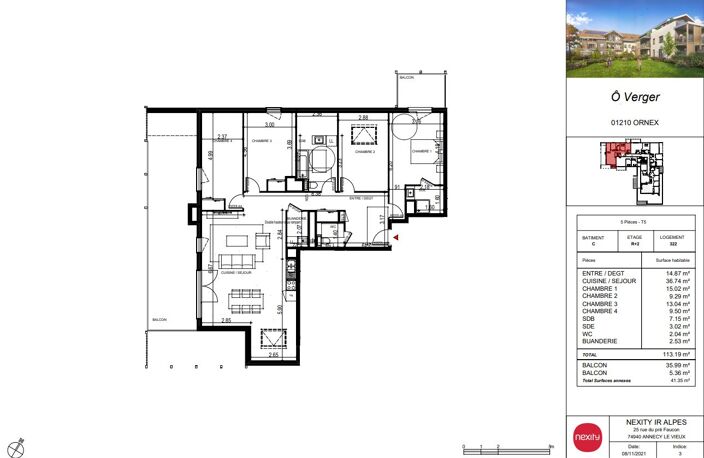 Appartement T5 de 113m² avec une grand terrasse exposée Sudde — photo 3