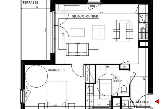 Appartement T2 de 47m² — photo 2
