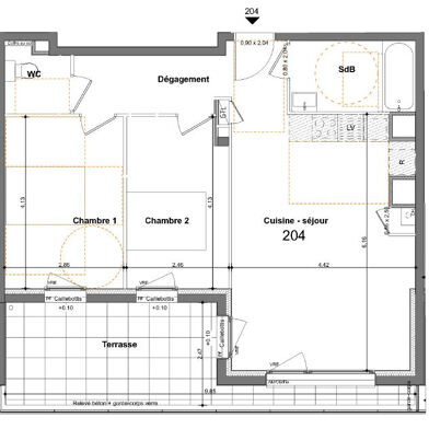 Appartement 3 pièces 62 m²