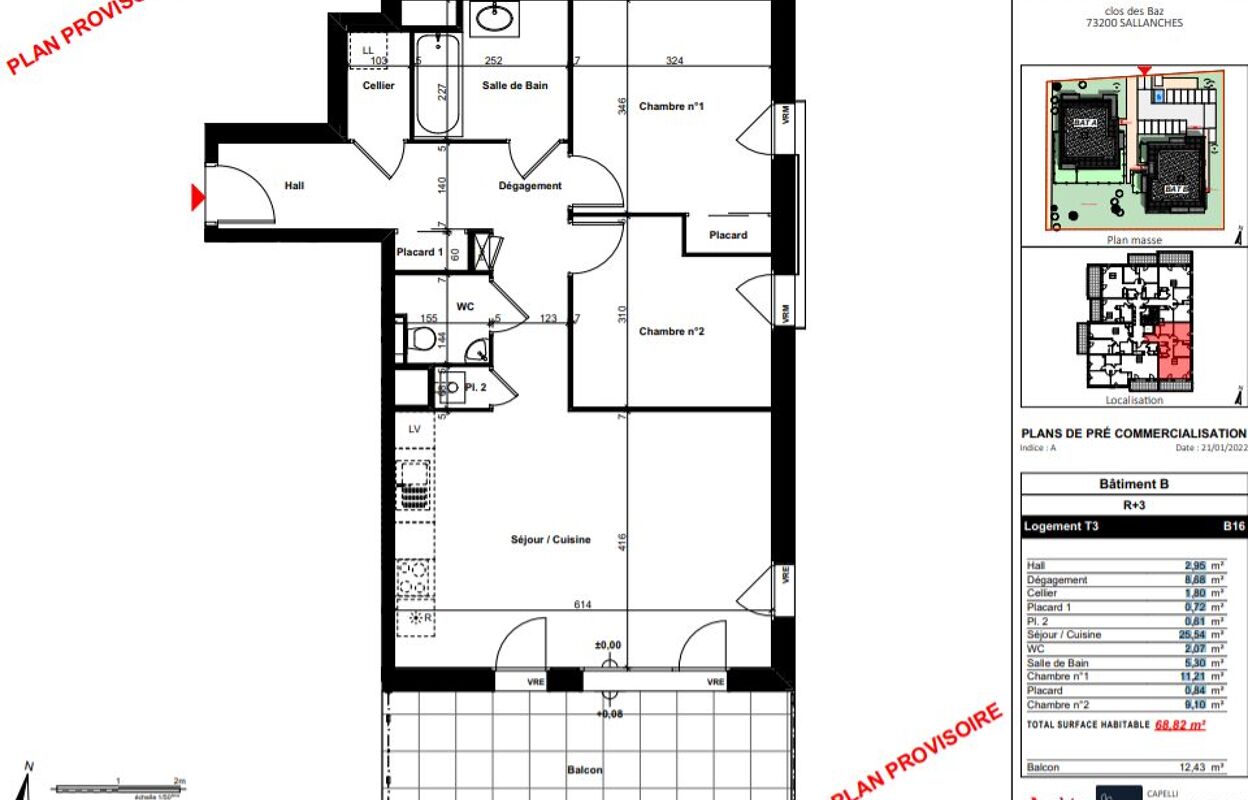appartement 3 pièces 69 m2 à vendre à Sallanches (74700)