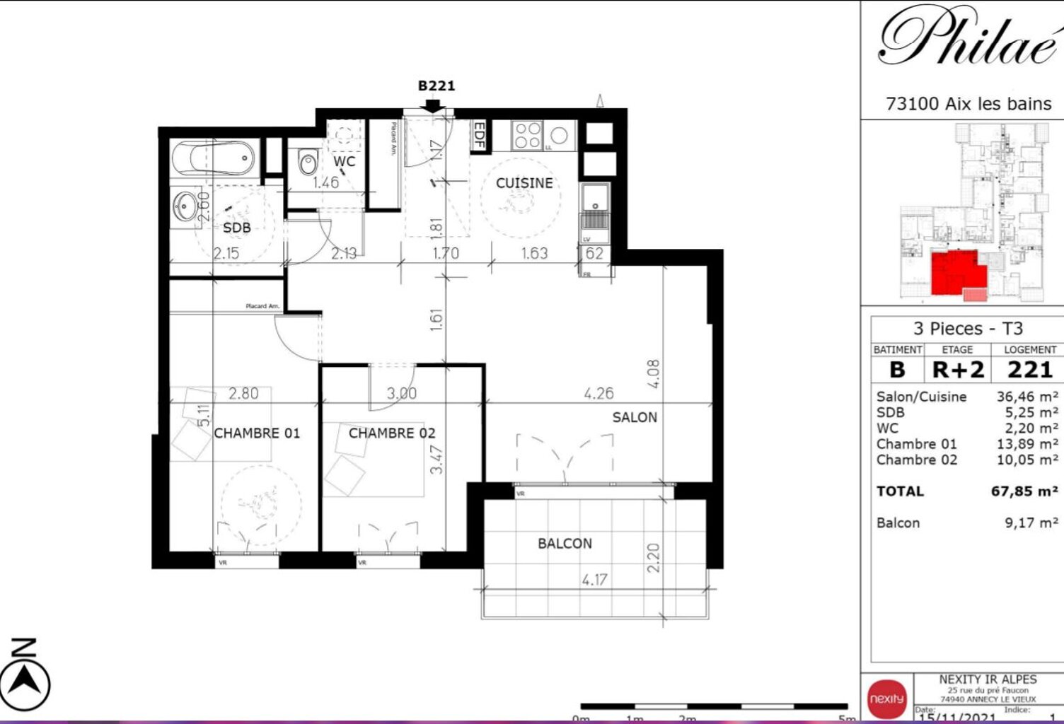 APPARTEMENT 3 PIECES AU 2EME ETAGE AVEC BALCON - AIX LES BAINS — photo 1