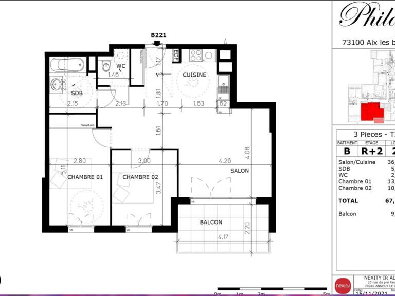 APPARTEMENT 3 PIECES AU 2EME ETAGE AVEC BALCON - AIX LES BAINS — photo 1