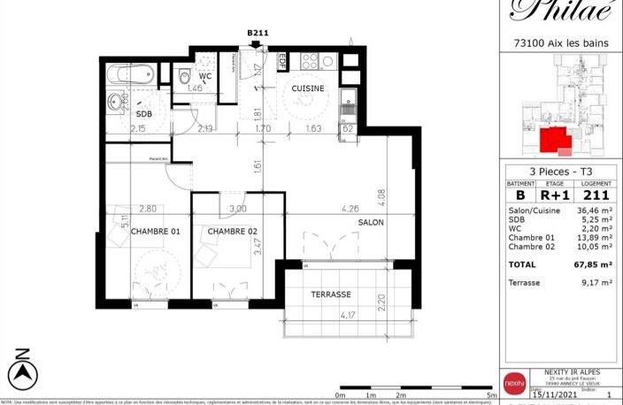 APPARTEMENT 3 PIECES AU 1EME ETAGE AVEC BALCON - AIX LES BAINS — photo 3
