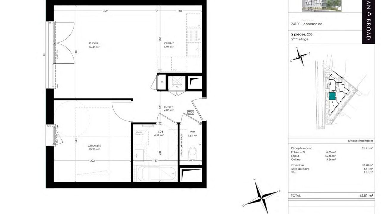 appartement 2 pièces 43 m2 à vendre à Annemasse (74100)