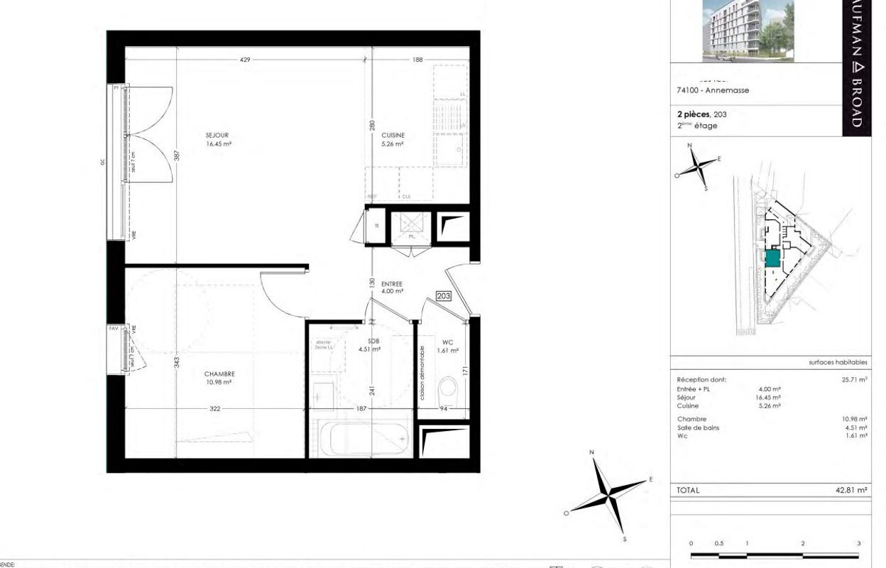 appartement 2 pièces 43 m2 à vendre à Annemasse (74100)