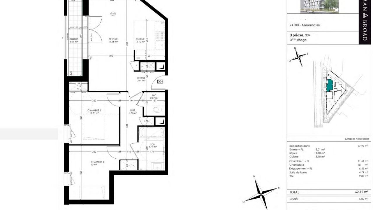 appartement 3 pièces 62 m2 à vendre à Annemasse (74100)