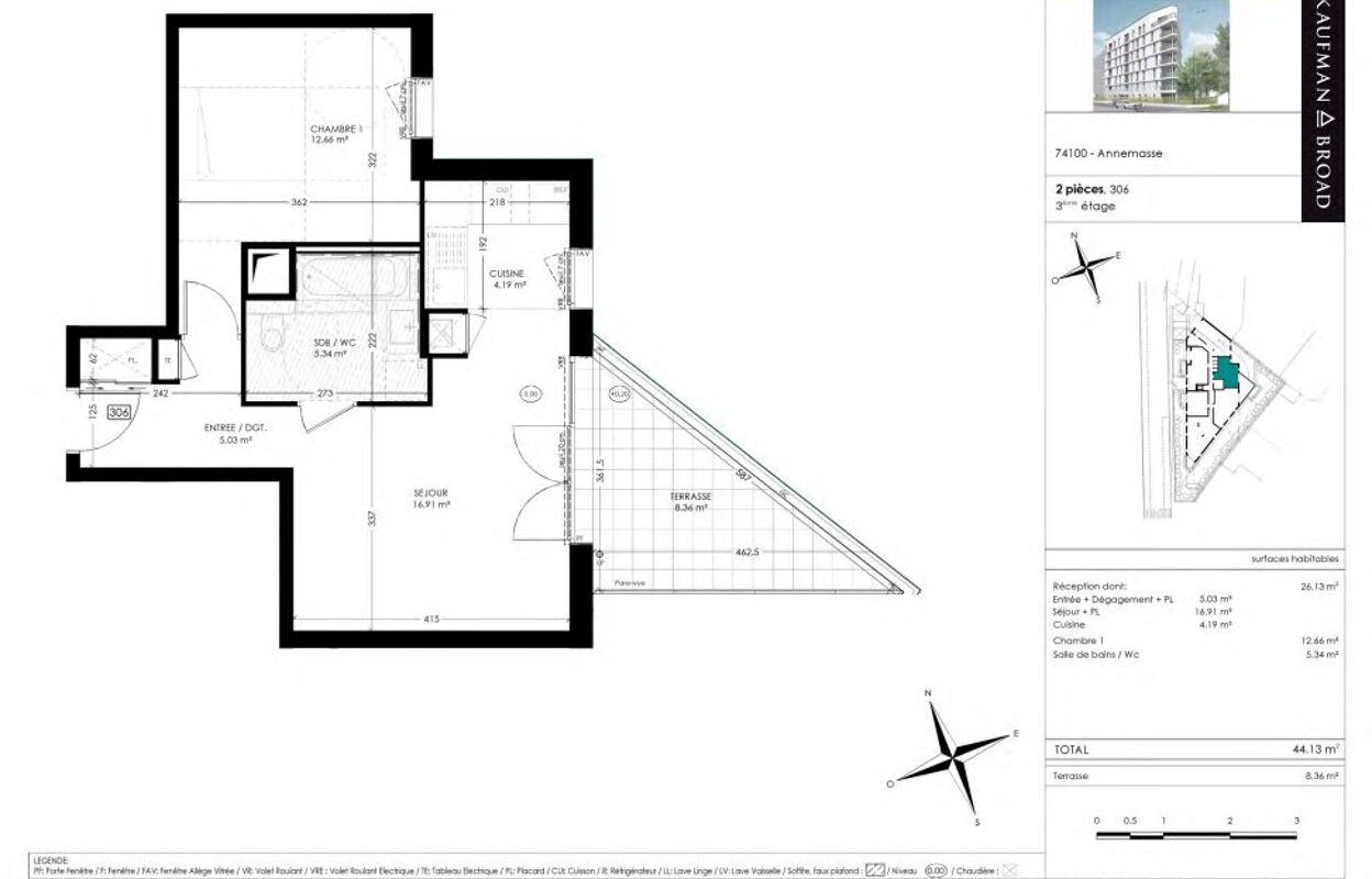 appartement 2 pièces 44 m2 à vendre à Annemasse (74100)