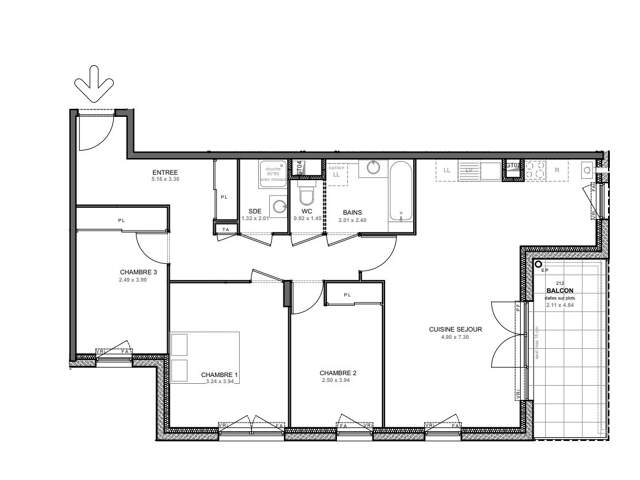 Appartement T3 de 86m² — photo du bien