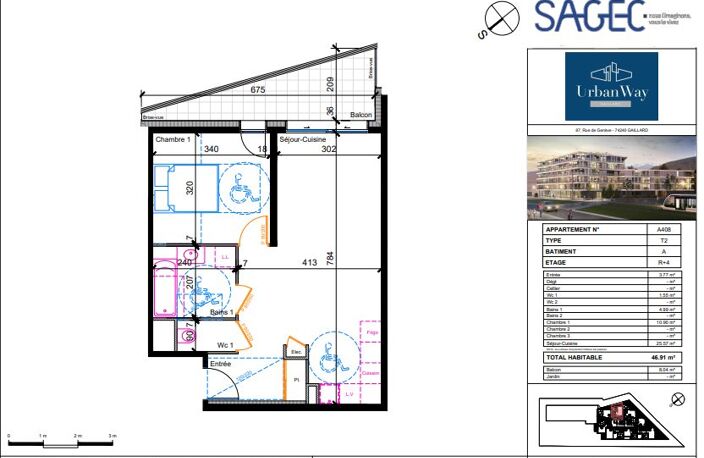Appartement T2 de 46.91 m² à Gaillard — photo 3