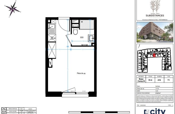 Appartement T1 de 21.22 m² à Fontainebleau — photo 2
