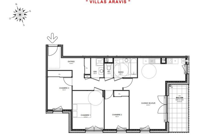 Appartement 4 pièces de 86.74 m² — photo 2