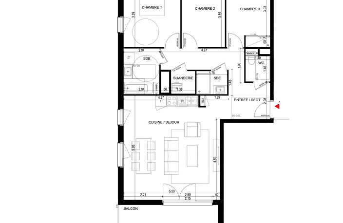 Appartement T4 de 86m² avec balcon — photo 5