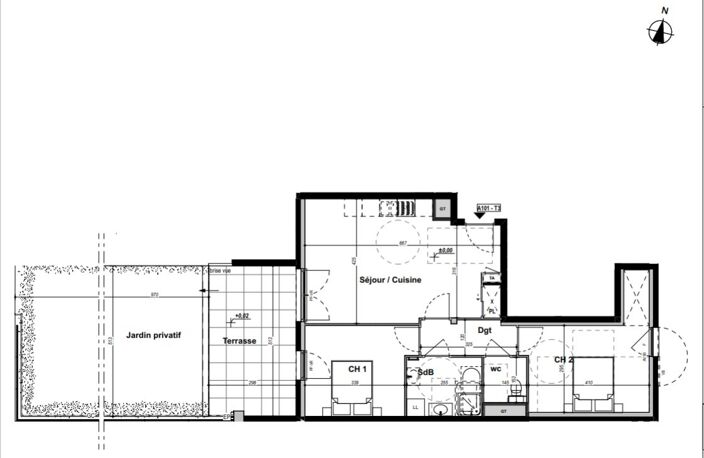 Appartement T3 de 61.7 m² avec terrasse et jardin privatif — photo 2