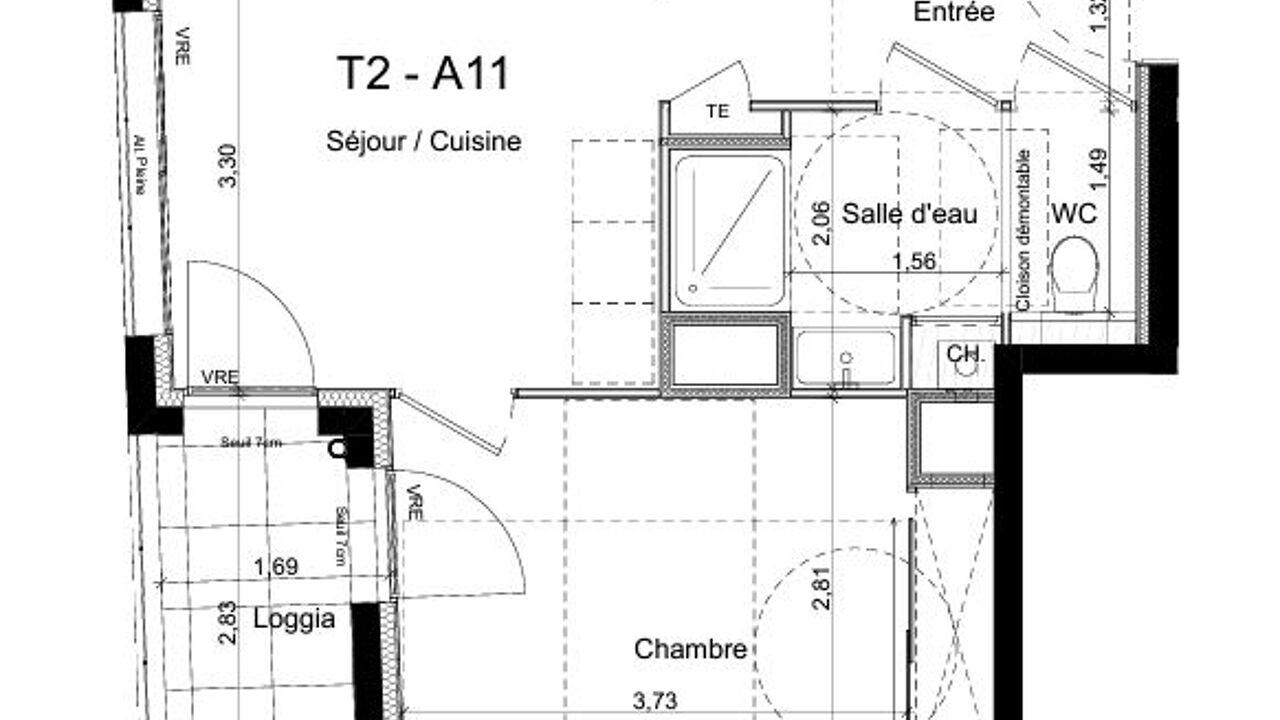 appartement 2 pièces 34 m2 à vendre à Rennes (35000)