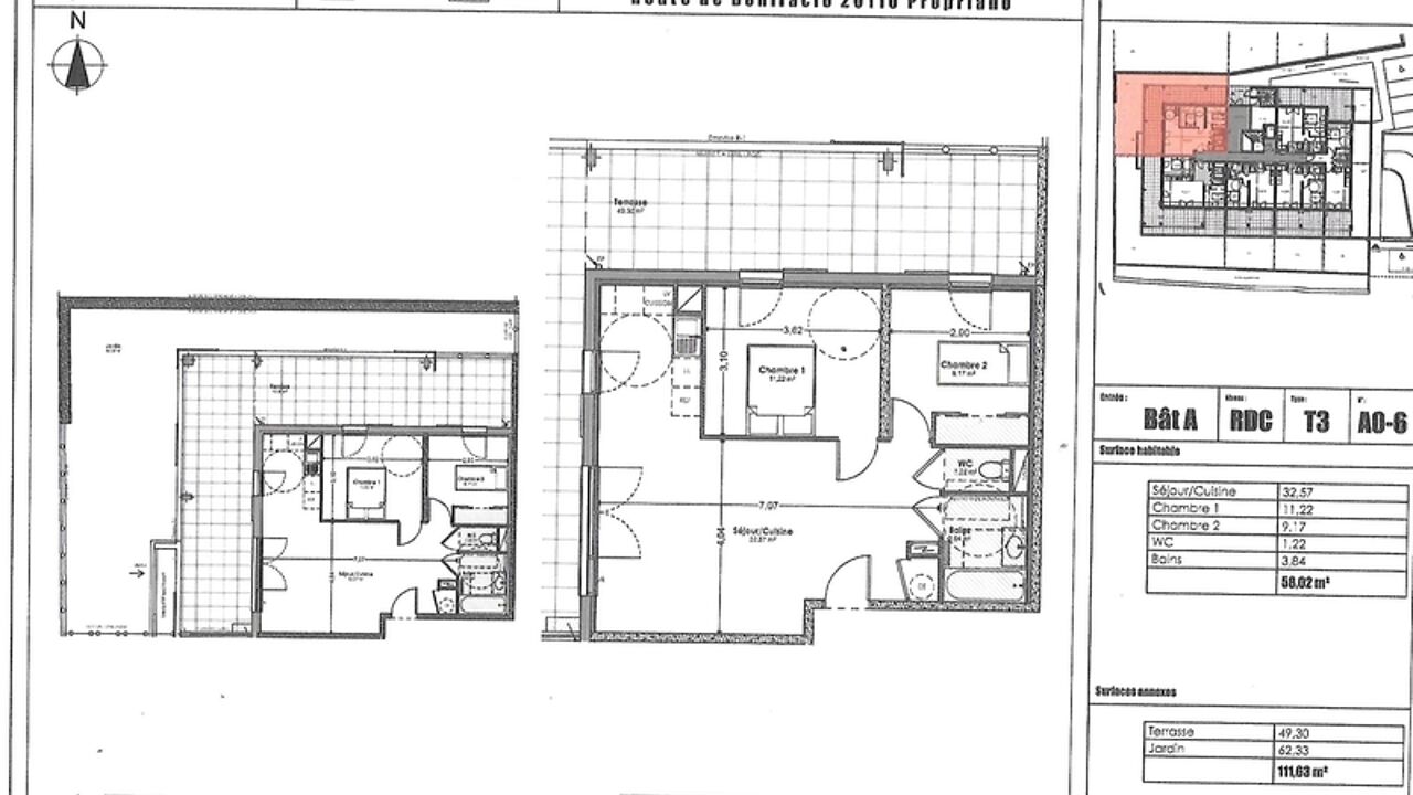 appartement 3 pièces 58 m2 à vendre à Propriano (20110)