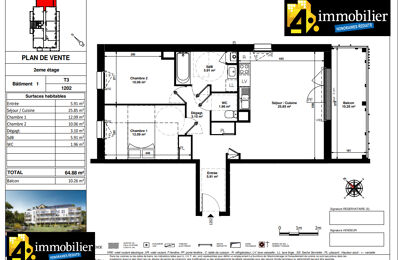 appartement 3 pièces 64 m2 à vendre à Pornichet (44380)