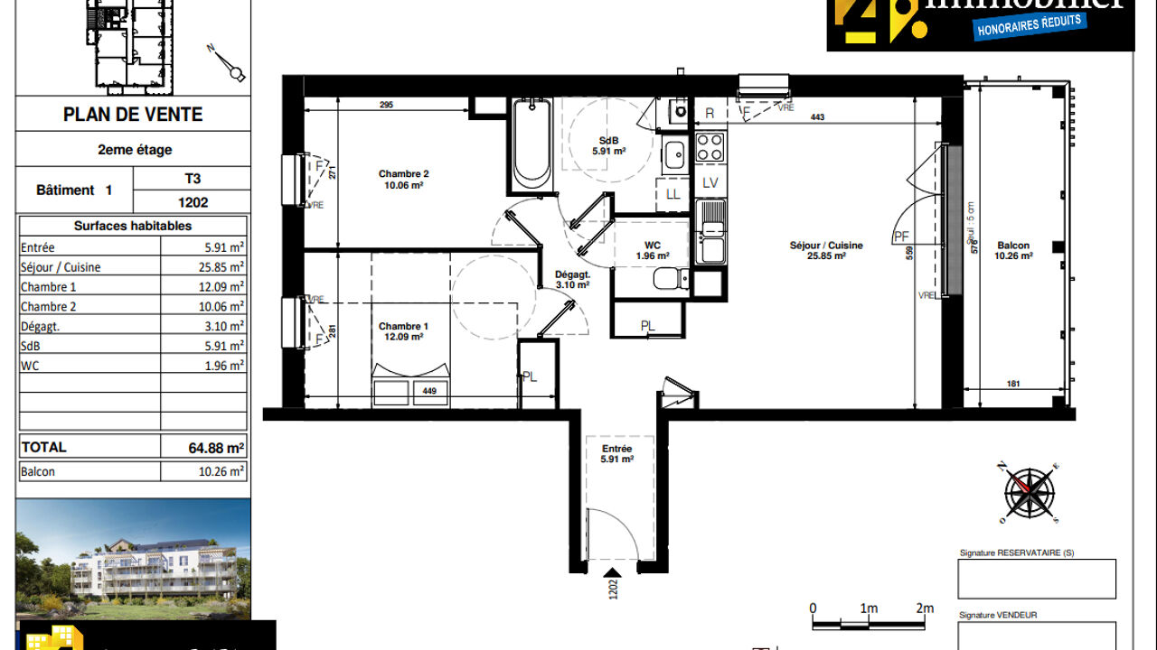 appartement 3 pièces 64 m2 à vendre à Pornichet (44380)