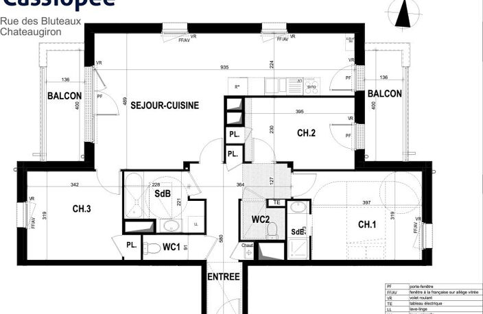 Chateaugiron - Appartement T4 de 87 m2 avec balconS et parkings — photo 3