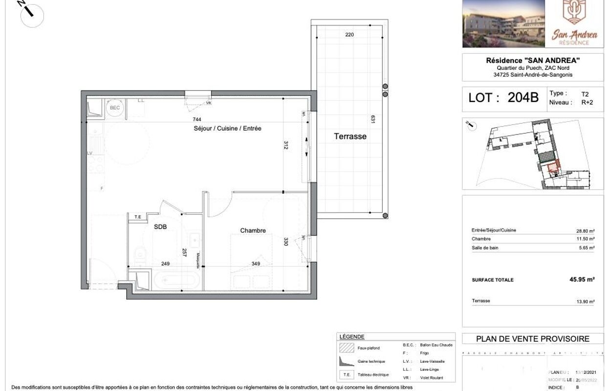 appartement 2 pièces 44 m2 à vendre à Saint-André-de-Sangonis (34725)