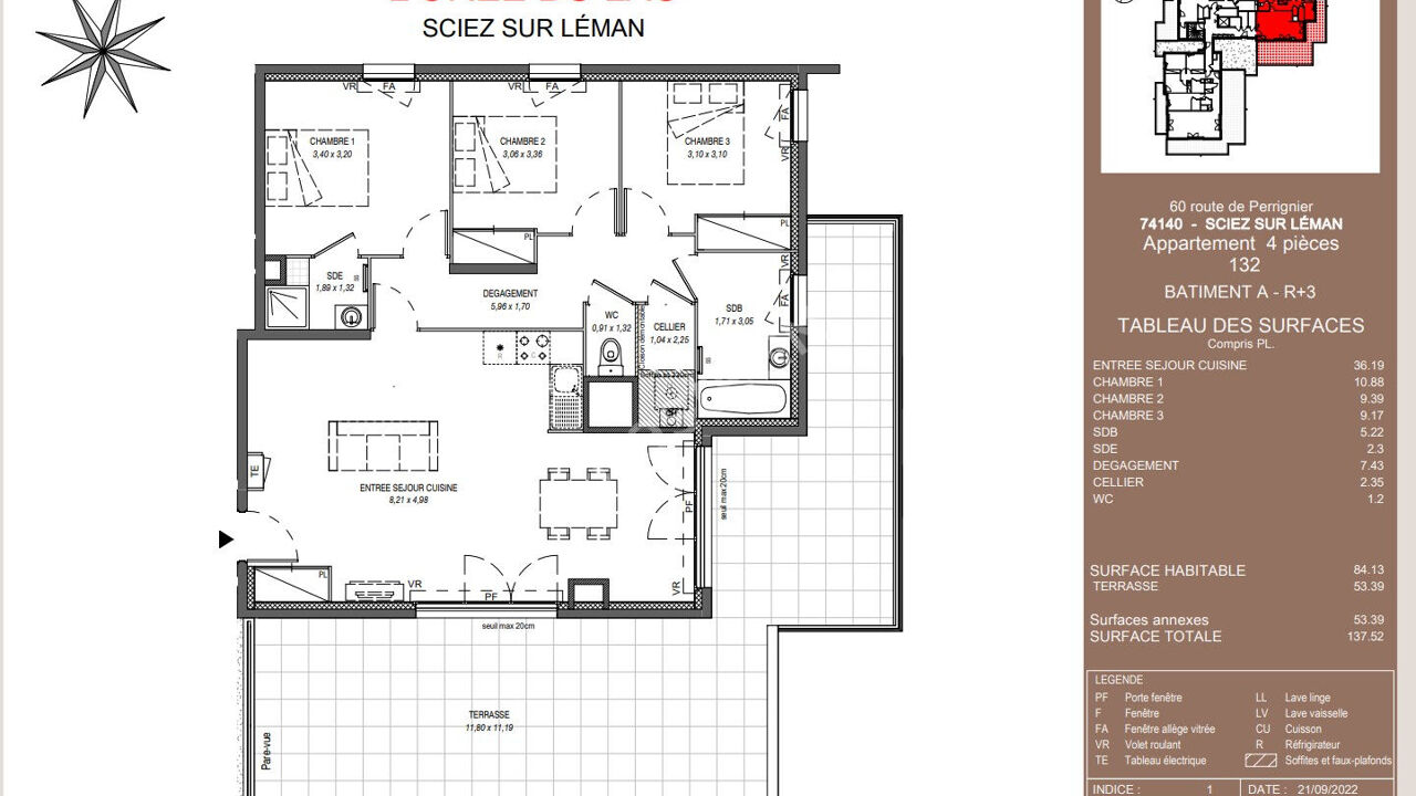 appartement 4 pièces 84 m2 à vendre à Sciez (74140)