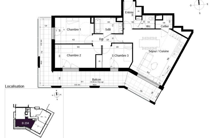 Saint-Malo - quartier Gare - Appartement T4 de 77 m2 avec balcon et parkings — photo 3