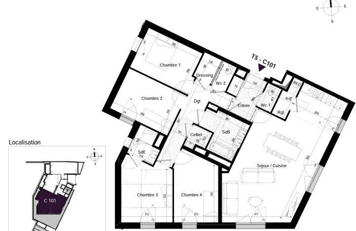 Saint-Malo - quartier Gare - Appartement T5 de 108 m2 avec terrasse et parkings — photo 3