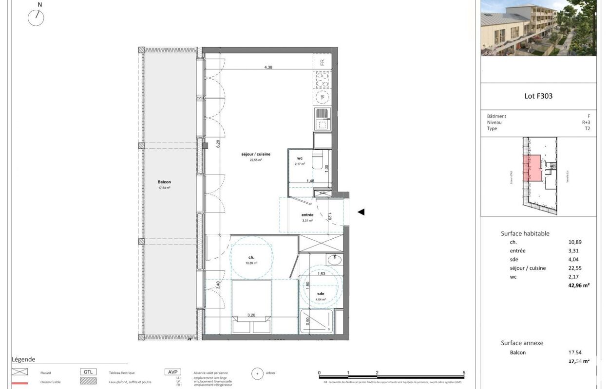 appartement 2 pièces 42 m2 à vendre à Bussy-Saint-Georges (77600)