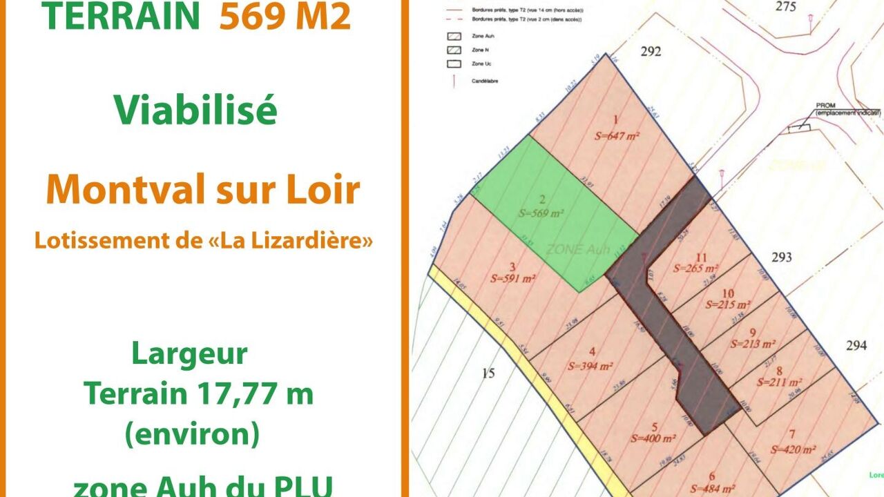 terrain  pièces 569 m2 à vendre à Montval-sur-Loir (72500)