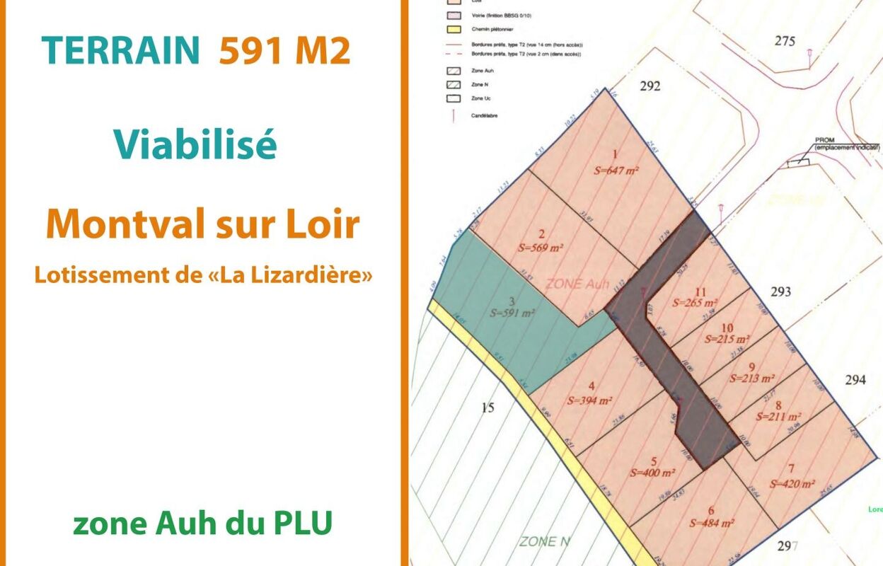 terrain  pièces 591 m2 à vendre à Montval-sur-Loir (72500)