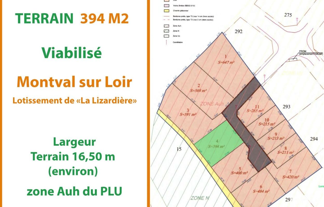 terrain  pièces 394 m2 à vendre à Montval-sur-Loir (72500)