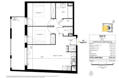 appartement 3 pièces 57 m2 à vendre à Toulouse (31400)
