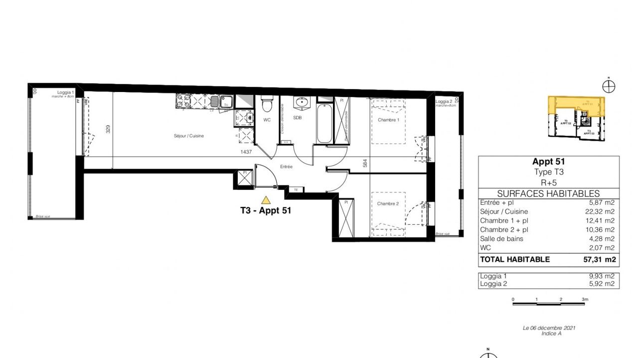 appartement 3 pièces 57 m2 à vendre à Toulouse (31400)
