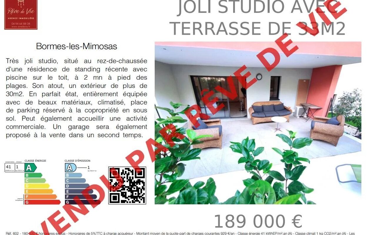 appartement 1 pièces 23 m2 à vendre à Bormes-les-Mimosas (83230)