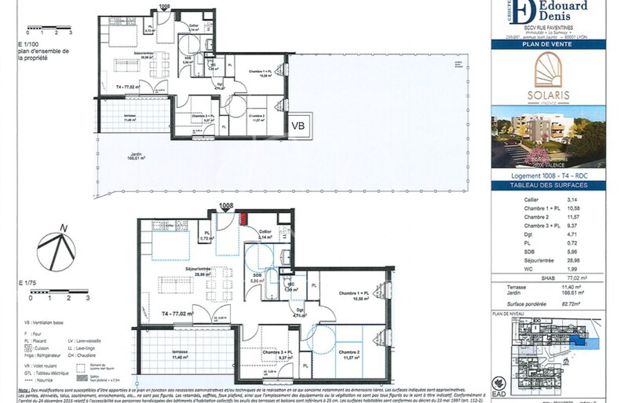 appartement 4 pièces 75 m2 à vendre à Valence (26000)