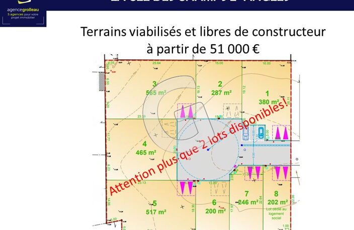 TERRAIN CONSTRUCTIBLE VIABILISE 517 M2 ANGLES — photo 3