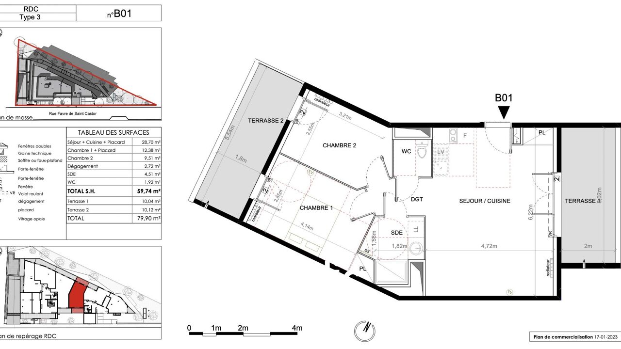 appartement 3 pièces 60 m2 à vendre à Montpellier (34080)