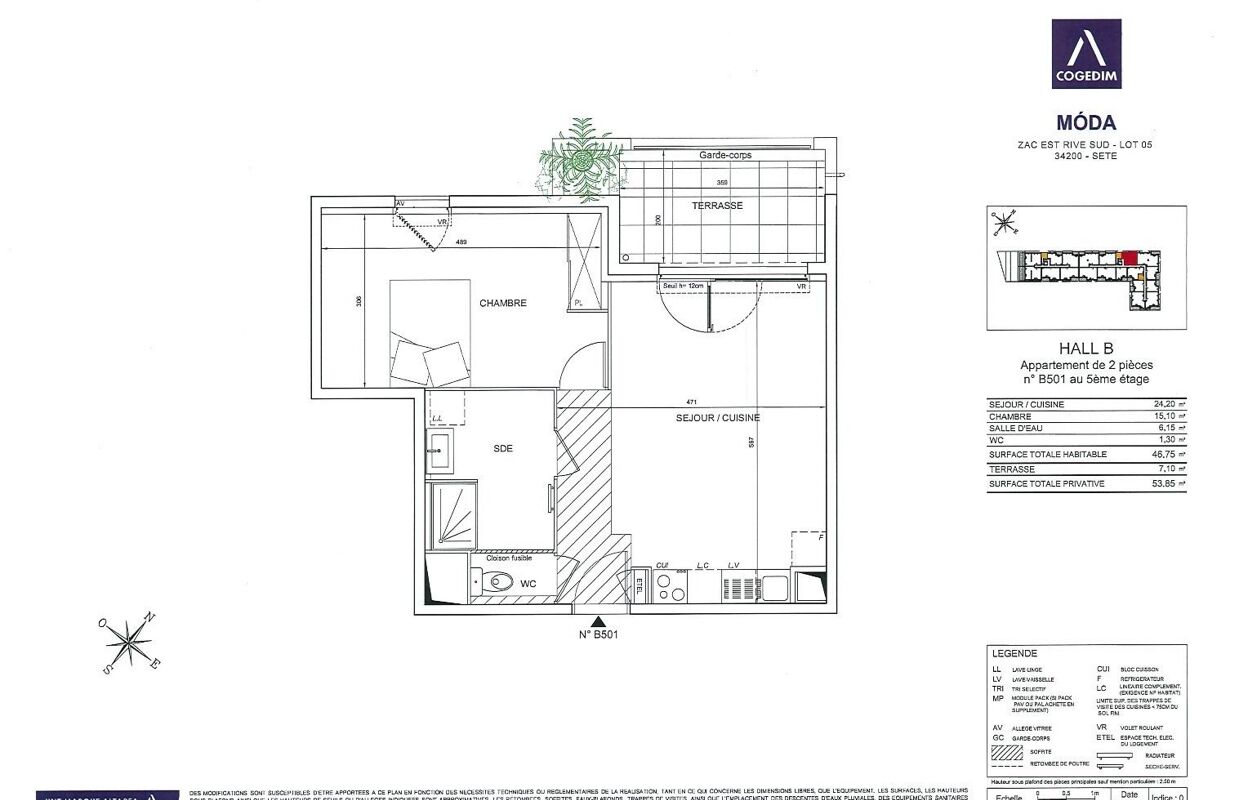 appartement 2 pièces 46 m2 à vendre à Sète (34200)