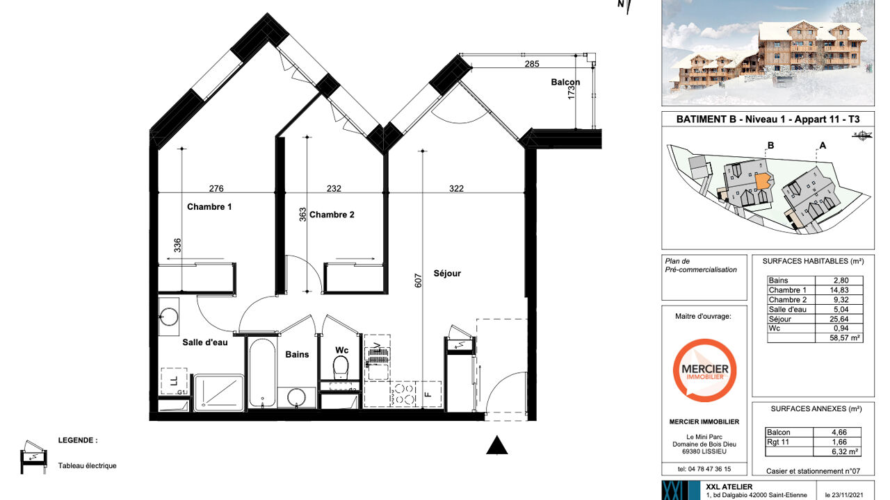 appartement 3 pièces 59 m2 à vendre à Les Avanchers-Valmorel (73260)