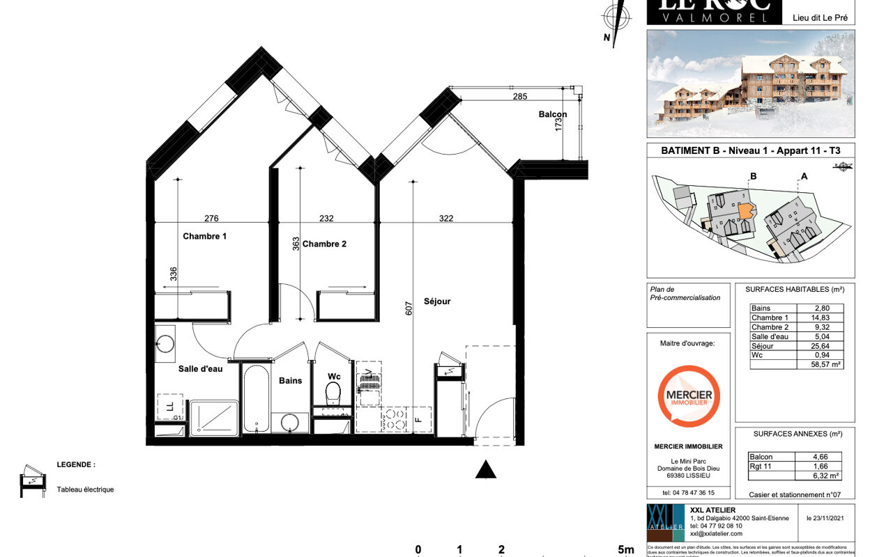 appartement 3 pièces 59 m2 à vendre à Les Avanchers-Valmorel (73260)