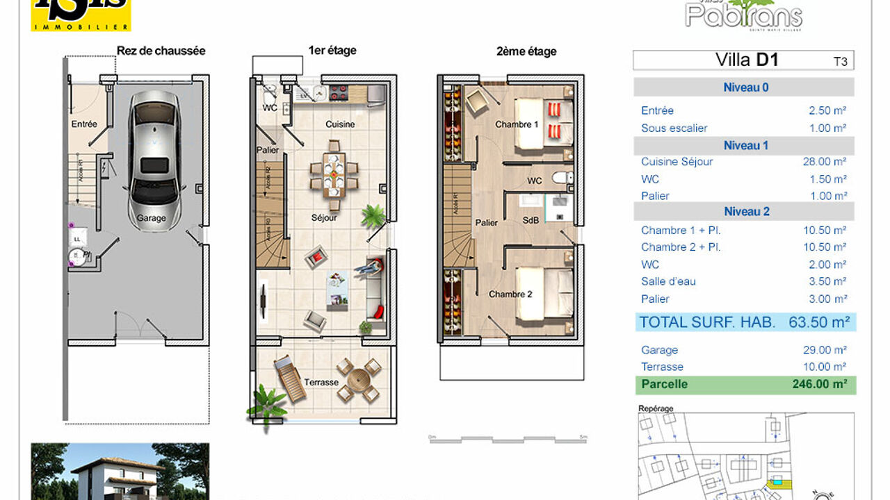 maison 3 pièces 63 m2 à vendre à Sainte-Marie-la-Mer (66470)