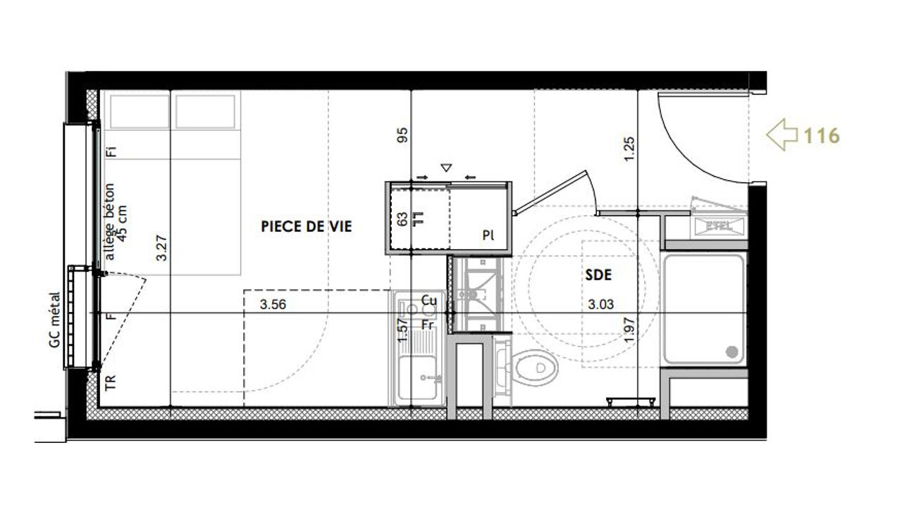 appartement 1 pièces 20 m2 à vendre à Rennes (35000)