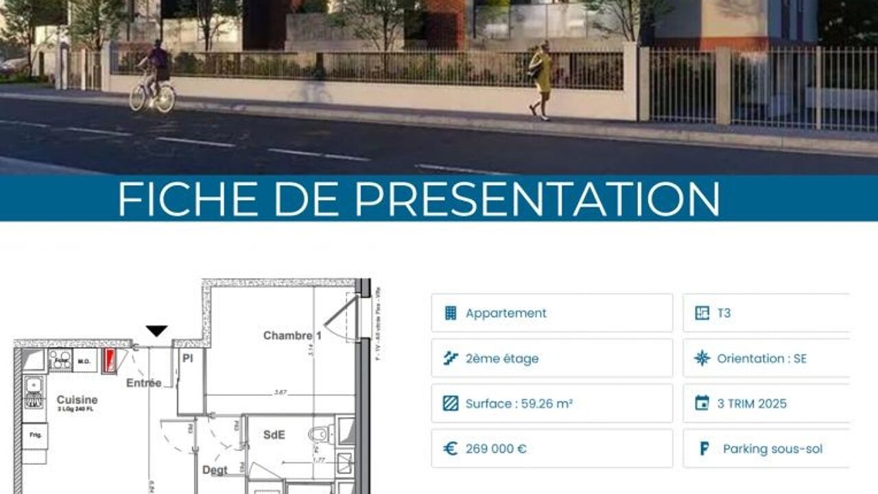 appartement 3 pièces 59 m2 à vendre à Saint-Jean-le-Blanc (45650)