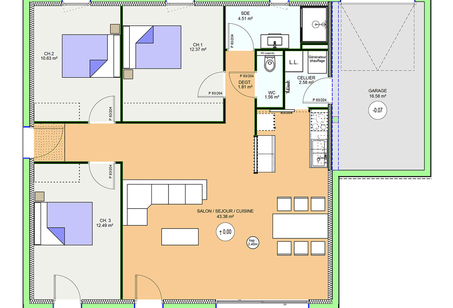 Projet de construction d'une maison 89.33 m² avec terrai... — photo 1