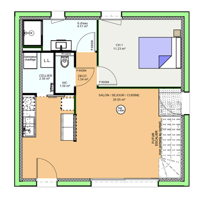 Maison 2 pièces 63 m²